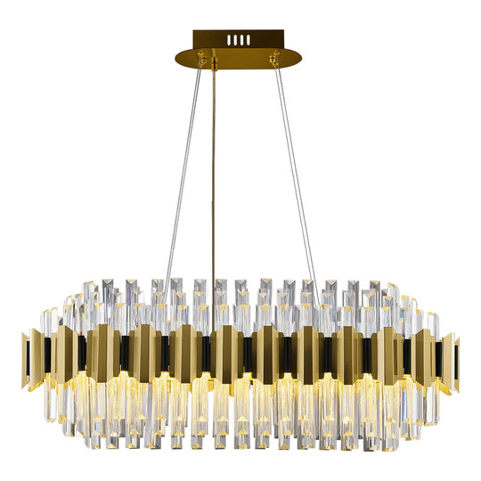 WABON Modern K9 Crystal Chandelier, Luxury Gold Round Pendant Lights Fixture, Three Color Temperatures Tired Adjustable LED Hanging Ceiling Light D 23.6" (United States Only)