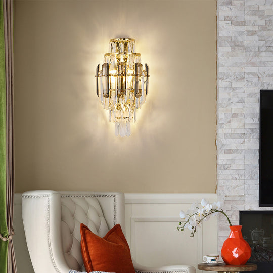 WABON Luxury K9 Crystal Wall Sconce Gold Wall Light Fixture G9*4 Bedside Wall Mount Lamp W 9.05" x H 16.93" (United States Only)